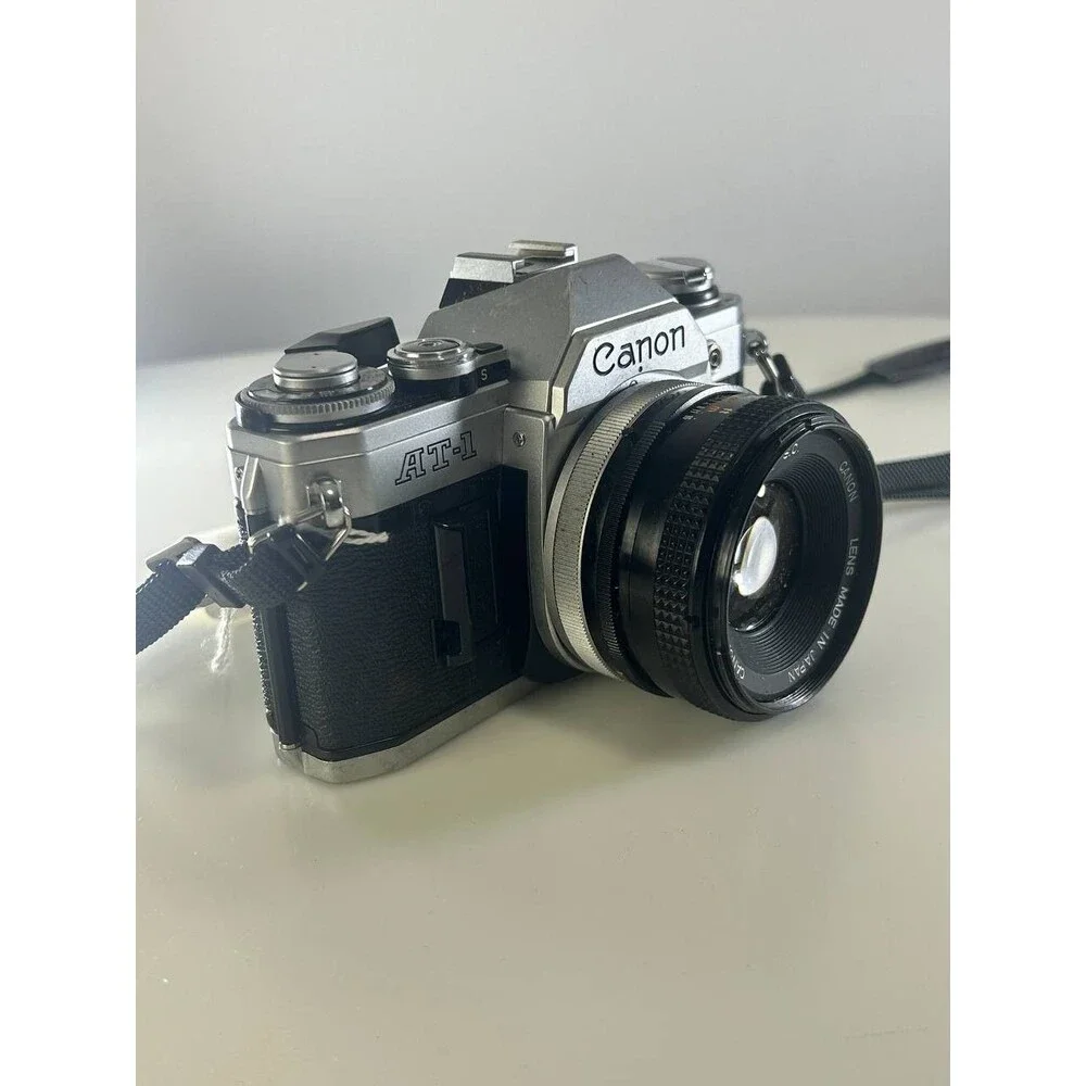 UNTESTED AS-IS Canon AT-1 35mm SLR Camera + Canon FD 50mm f/1.8 S.C. Lens